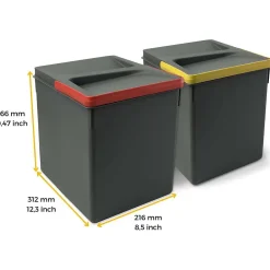 Poubelles pour tiroir de cuisine Recycle (Lot de 2)