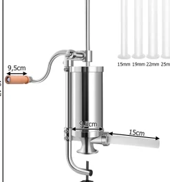 Poussoir a Saucisse Machine a Saucisse Manuelle en Acier Inoxydable et Aluminium avec Tubes de Renplissage Differents Diametres