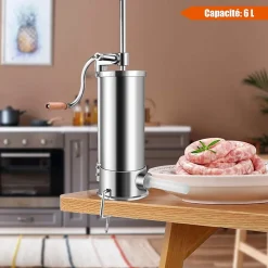 Poussoir a Saucisse Machine a Saucisse Manuelle en Acier Inoxydable et Aluminium avec Tubes de Renplissage Differents Diametres