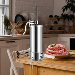 Poussoir a Saucisse Machine a Saucisse Manuelle en Acier Inoxydable et Aluminium avec Tubes de Renplissage Differents Diametres