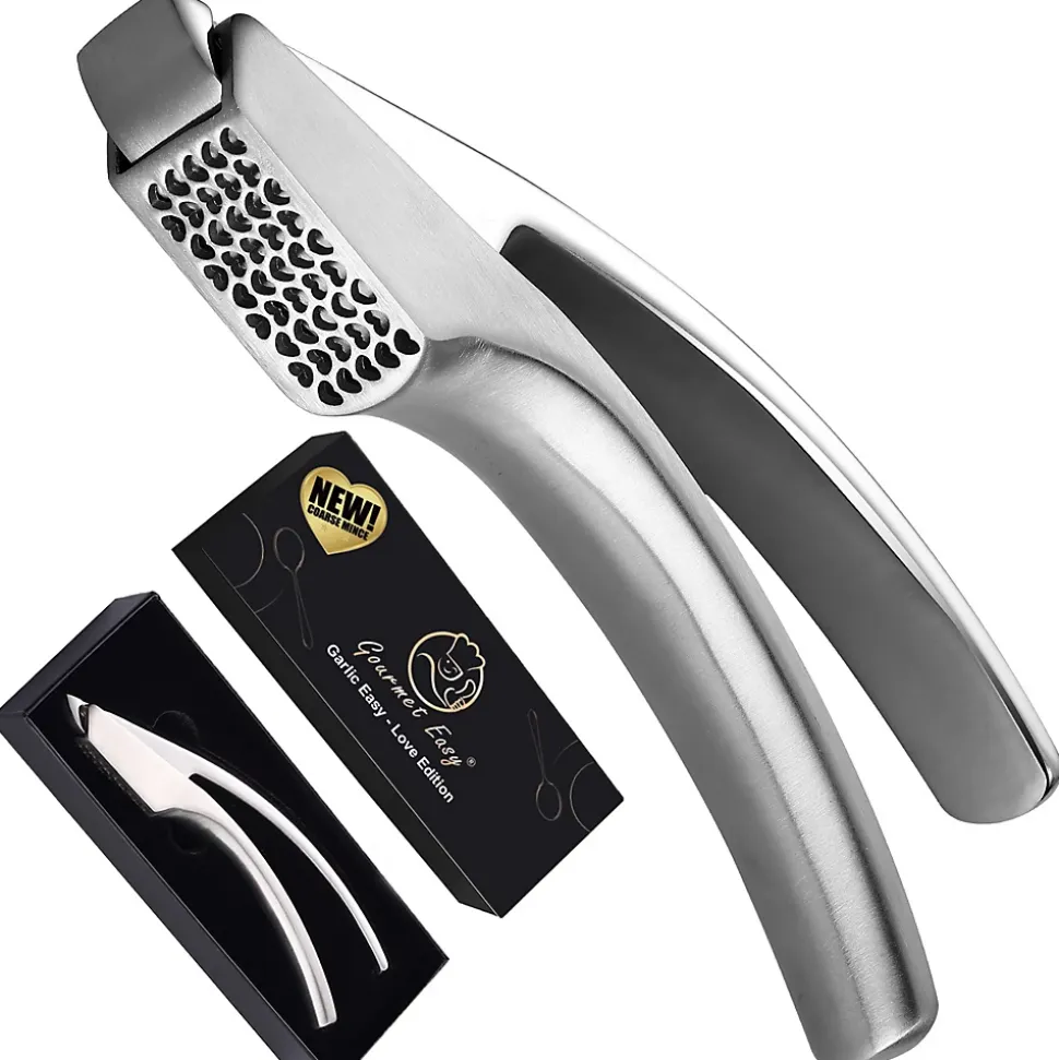 Presse Ail Inox Édition Coeur,Écrase l ail sans épluchage,Garantie 5 ans,Nettoyage facile