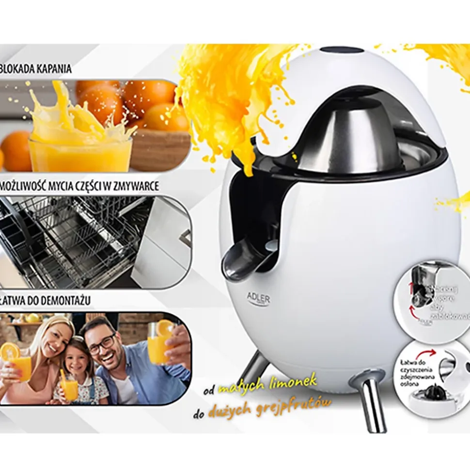 Presse-agrumes Adler AD 4013w, Puissance 800W, Système anti-goutte