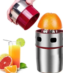 presse-agrumes manuel avec filtre et récipient gris