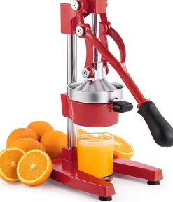 Presse-agrumes manuel professionnel à levier en acier rouge