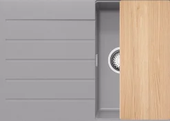 PRIMAGRAN Evier Cuisine en Granit Gris 70x50cm, Lavabo 1 bac + Kit de Vidage + Accessoires, Évier à Encastrer au meuble 40cm