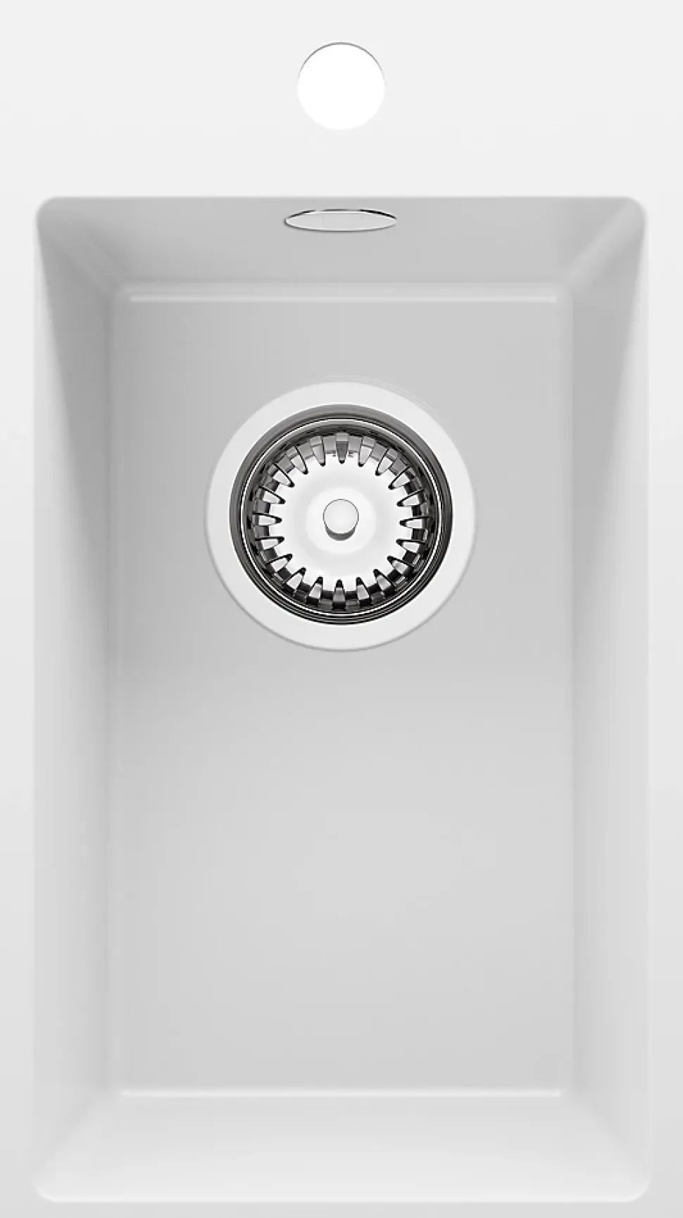 PRIMAGRAN Evier Cuisine en Granit Blanc 28x50cm, Lavabo 1 bac + Kit de Vidage, Évier à Encastrer au meuble 30cm - Riga