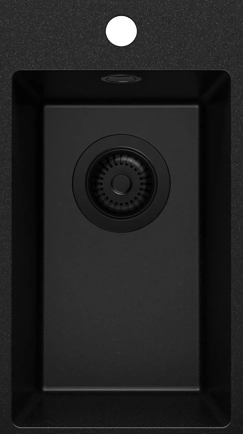 PRIMAGRAN Evier Cuisine en Granit Tout Noir 28x50cm, Lavabo 1 bac + Kit de Vidage, Évier à Encastrer au meuble 30cm - Riga