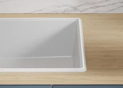 PRIMAGRAN Evier Cuisine en Granit Tout Blanc 78x50cm, Lavabo 1 bac + Accessoires, Évier à Encastrer au meuble 45cm