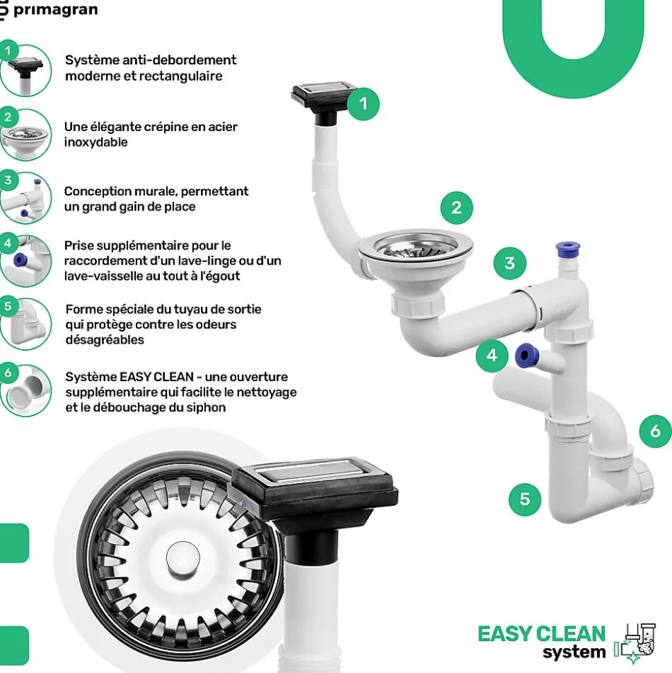 PRIMAGRAN Evier Cuisine en Granit Beige 58x53cm, Lavabo 1 bac + Kit de Vidage + Accessoires, Évier à Encastrer au meuble 60cm