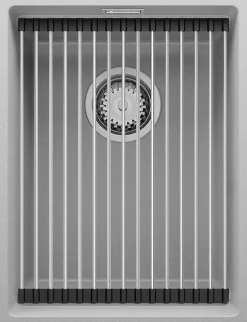 PRIMAGRAN Evier Sous Plan Gris 36x47cm, Evier en Granit 1 bac + Kit de Vidage + Accessoires, Évier au meuble 40cm - Prague