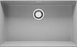 PRIMAGRAN Evier Sous Plan Gris 76x47cm, Evier en Granit 1 bac + Kit de Vidage, Évier au meuble 80cm - London