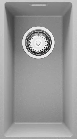 PRIMAGRAN Evier Sous Plan Gris 26x47cm, Evier en Granit 1 bac + Kit de Vidage, Évier au meuble 30cm - London