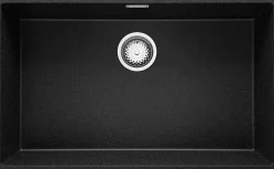 PRIMAGRAN Evier Sous Plan Graphite 76x47cm, Evier en Granit 1 bac + Kit de Vidage, Évier au meuble 80cm - London