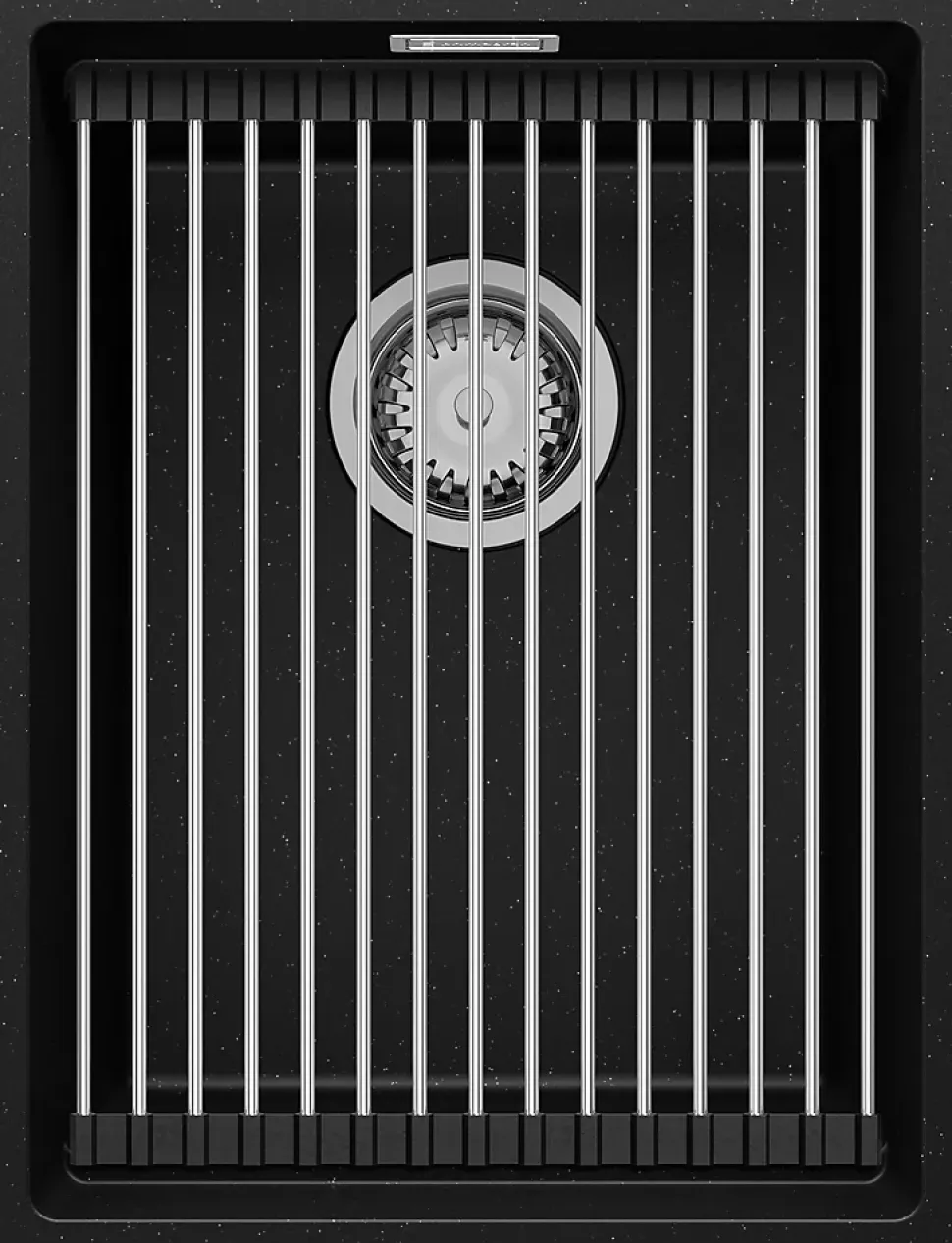 PRIMAGRAN Evier Sous Plan Noir Métallisé 36x47cm, Evier en Granit 1 bac + Kit de Vidage + Accessoires, Évier au meuble 40cm