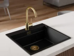 PRIMAGRAN Robinet de cuisine 5010, Robinet d'évier rotation 360 degrés, Robinet haute pression, Doré