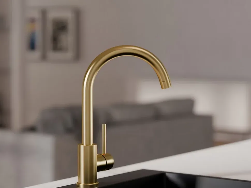 PRIMAGRAN Robinet de cuisine 5010, Robinet d'évier rotation 360 degrés, Robinet haute pression, Doré