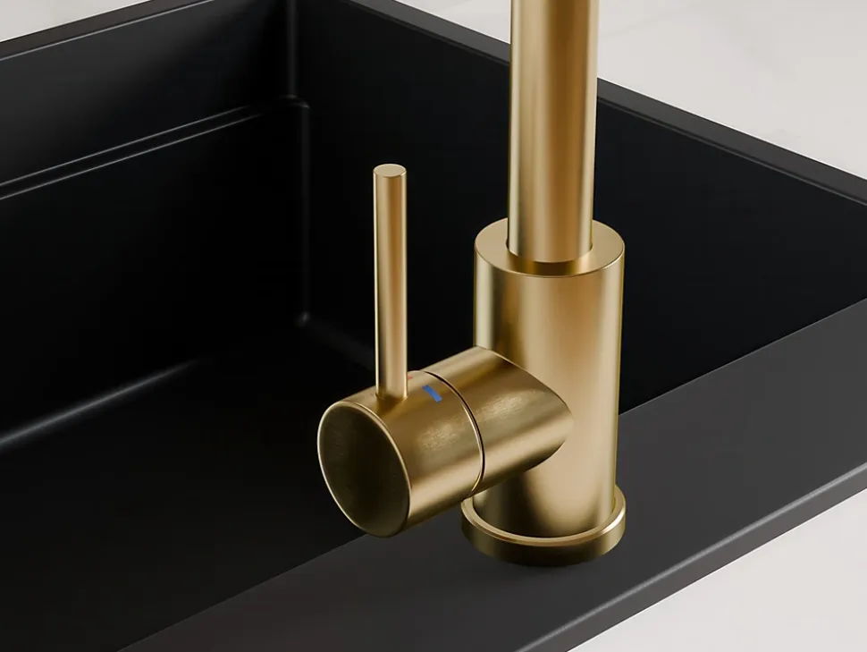 PRIMAGRAN Robinet de cuisine 5010, Robinet d'évier rotation 360 degrés, Robinet haute pression, Doré