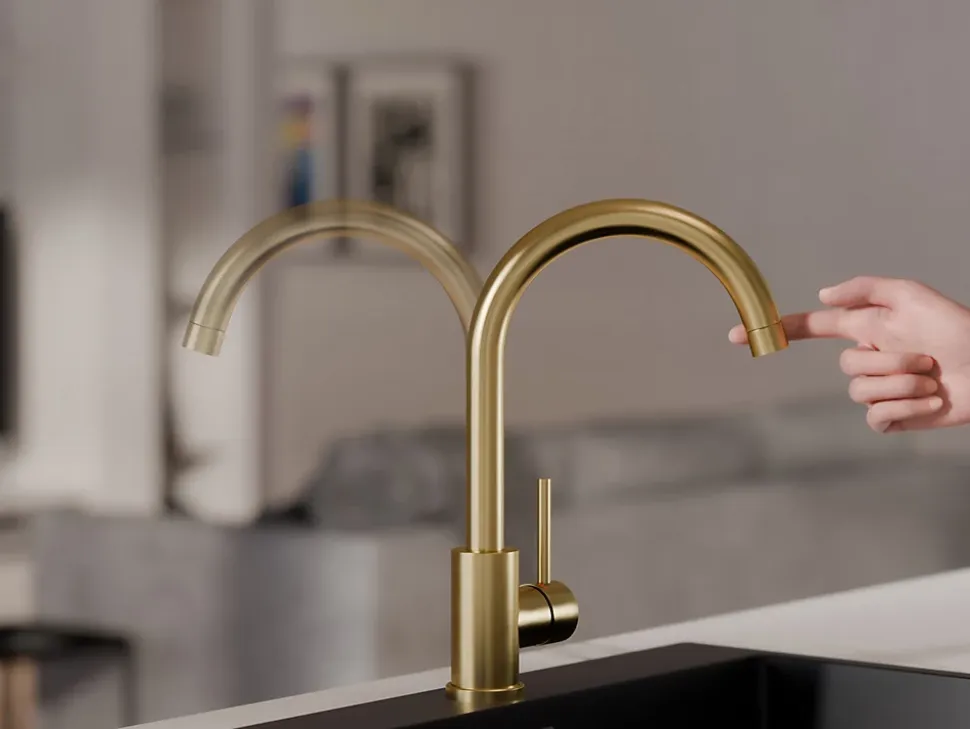 PRIMAGRAN Robinet de cuisine 5010, Robinet d'évier rotation 360 degrés, Robinet haute pression, Doré