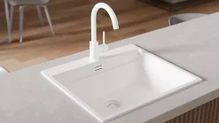 PRIMAGRAN Robinet de cuisine 5010, Robinet d'évier rotation 360 degrés, Robinet haute pression, Blanc