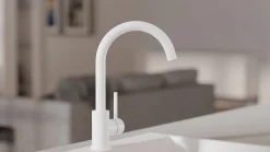 PRIMAGRAN Robinet de cuisine 5010, Robinet d'évier rotation 360 degrés, Robinet haute pression, Blanc