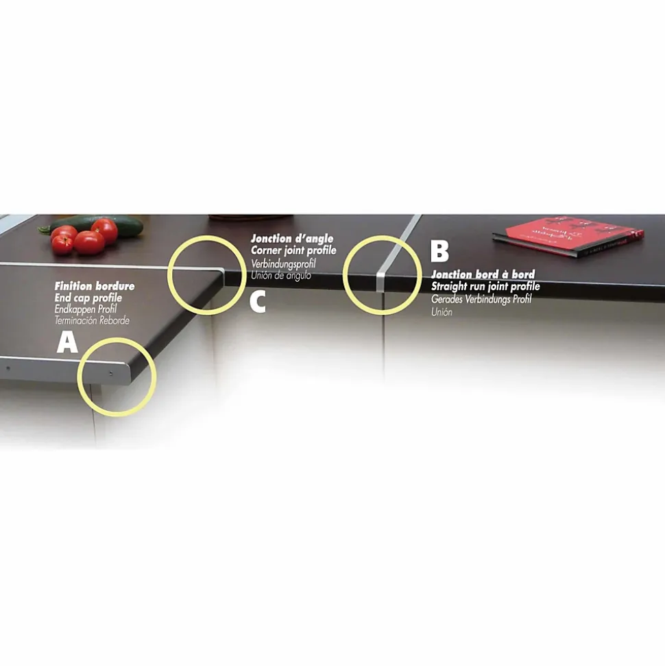 Profil plan de travail finition bordure noir