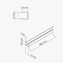 Profilé PVC en U pour panneau ép. 10 mm - Longueur 1.80 m - Blanc