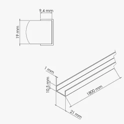 Profilé PVC en U pour panneau ép. 19 mm - Longueur 1.80 m - Blanc