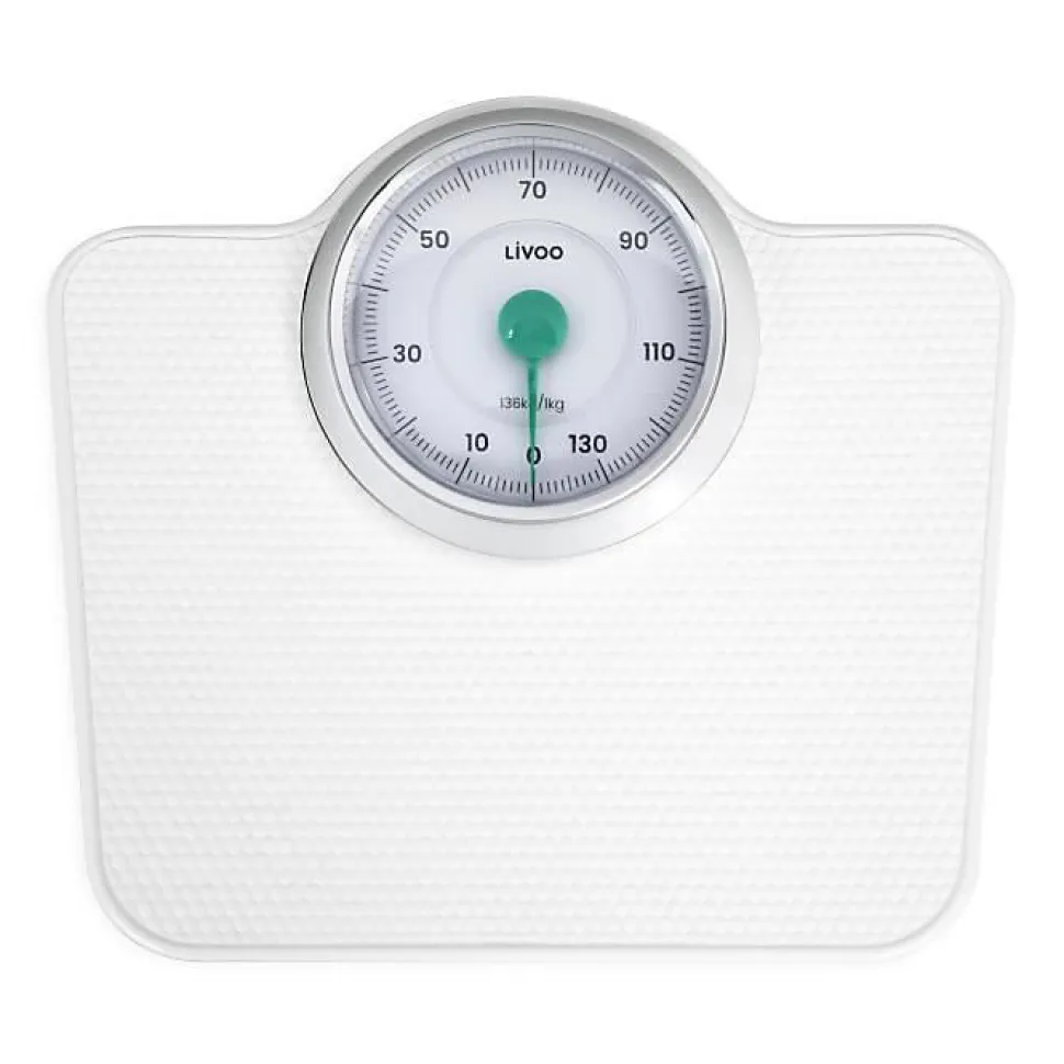 Pèse-personne mécanique Livoo DOM490 blanc plateau métal antidérapant 136 kg