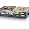 Raclette Gril - SEVERIN - RG2366 - 8 pers. - Pierre Naturelle et Plaque de Cuisson Réversible - 8 poelons - Noir