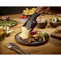 Raclette Gril - SEVERIN - RG2360 - 4 pers. - Compacte - Plaque 24 x 24 cm - Inclus 4 Poelons et spatules - Noir