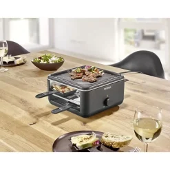 Raclette Gril - SEVERIN - RG2360 - 4 pers. - Compacte - Plaque 24 x 24 cm - Inclus 4 Poelons et spatules - Noir