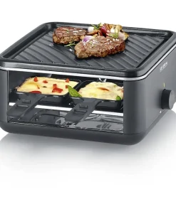 Raclette Gril - SEVERIN - RG2360 - 4 pers. - Compacte - Plaque 24 x 24 cm - Inclus 4 Poelons et spatules - Noir