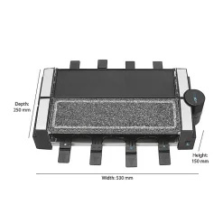 Raclette gril avec pierre chaude 8 personnes Clatronic RG 3678 Noir