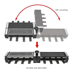 Raclette gril avec pierre chaude 8 personnes Clatronic RG 3678 Noir