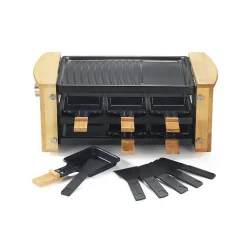 RACLETTE GRIL 6P 900W BOIS RANGE POELONS KITCHENCHEF - KCWOOD6RP