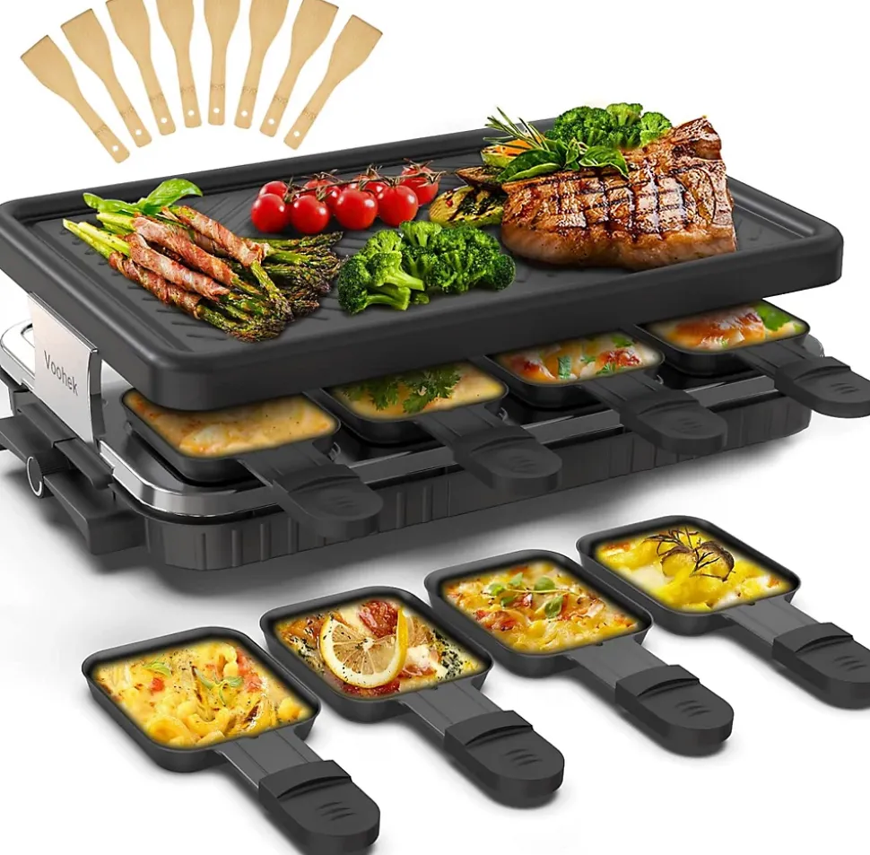 Raclette Grill 8 personnes 1300 W antiadhésif