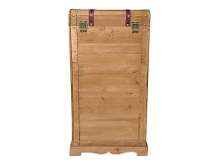 Range bouteilles avec coffre en bois de sapin et MDF - L.43 x H.100 cm - Naturel - CAVINA