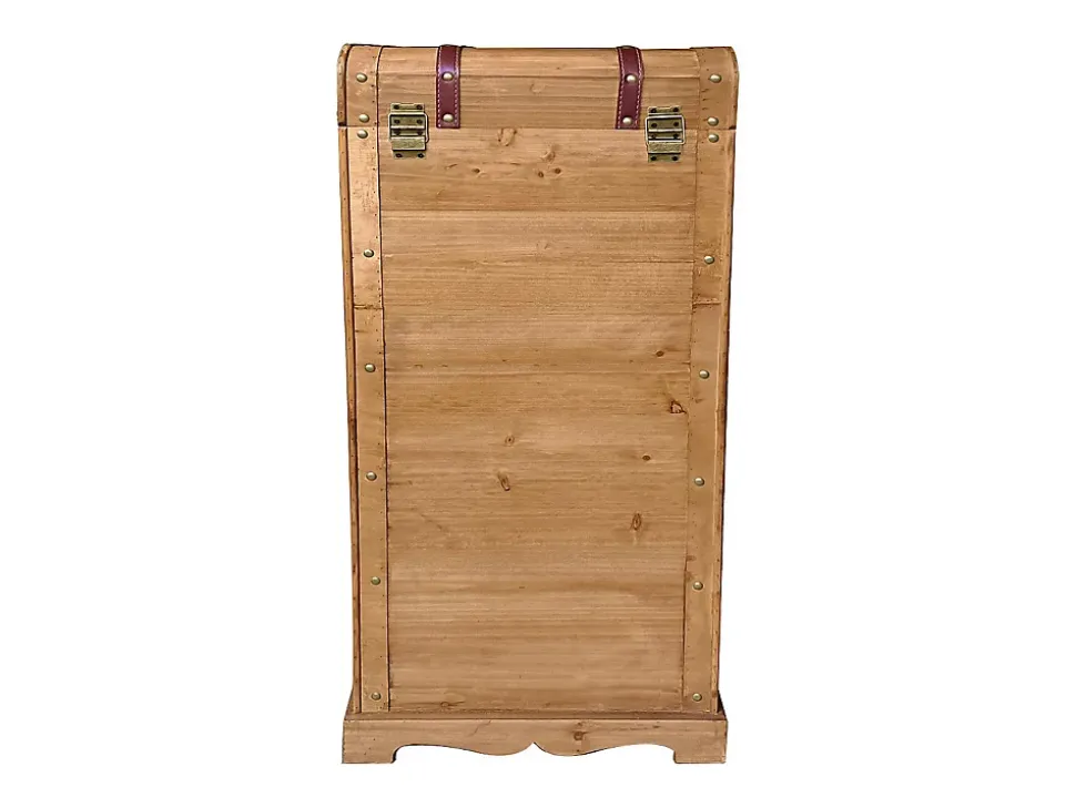 Range bouteilles avec coffre en bois de sapin et MDF - L.43 x H.100 cm - Naturel - CAVINA