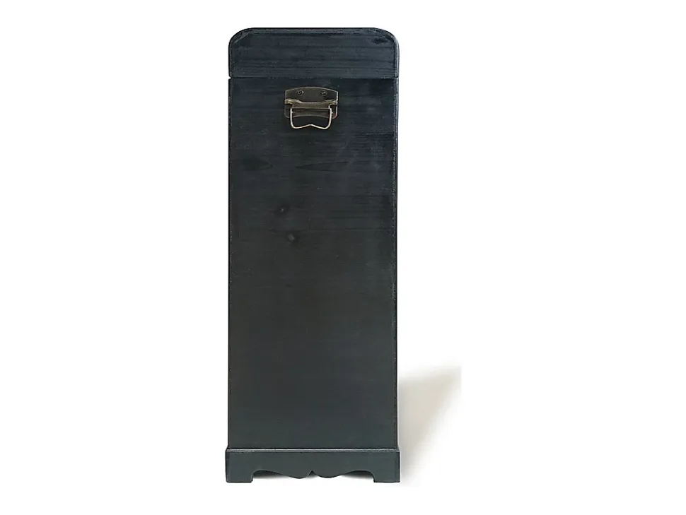 Range bouteilles avec coffre en bois de sapin et MDF - L.43 x H.100 cm - Noir - CAVINA