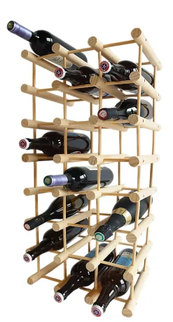 Range bouteilles en pin massif 24 compartiments