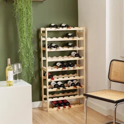 Range bouteilles en pin massif 54 compartiments