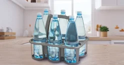 Range bouteilles en plastique gris 6 compartiments Coverline