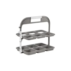 Range bouteilles pliable en plastique gris 6 compartiments Pratiko