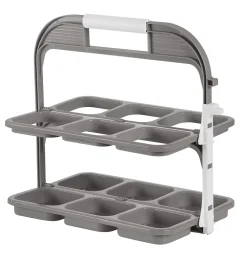 Range bouteilles pliable en plastique gris 6 compartiments Pratiko