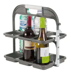 Range bouteilles pliable en plastique gris 6 compartiments Pratiko