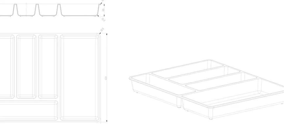 Range couverts GoodHome Nitaki gris 50 x 42 cm, 5 compartiments