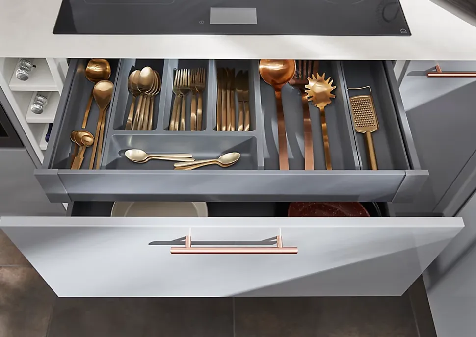 Range couverts GoodHome Nitaki gris 50 x 42 cm, 5 compartiments