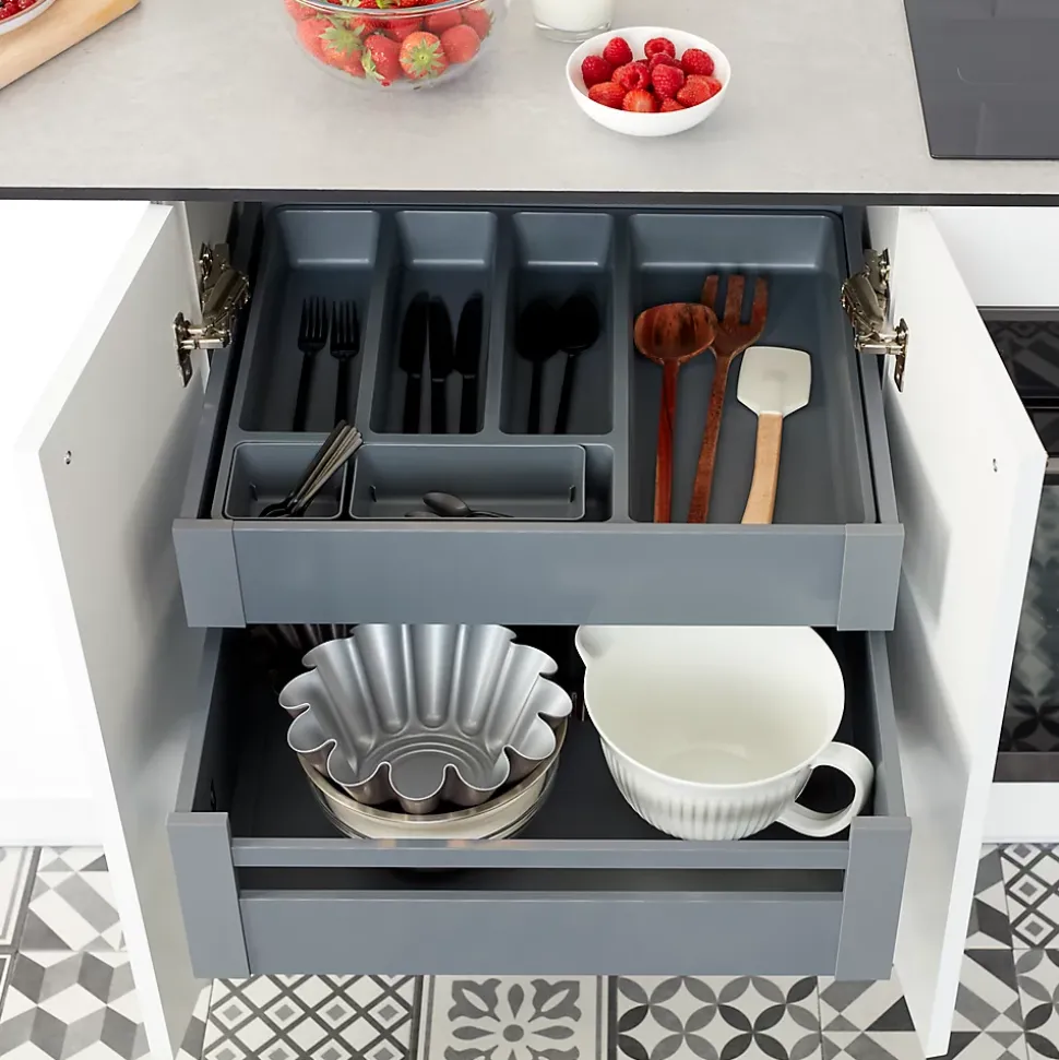 Range couverts GoodHome Nitaki gris 50 x 42 cm, 5 compartiments