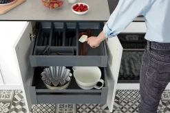 Range couverts GoodHome Nitaki gris 9 x 9 cm, 1 compartiment