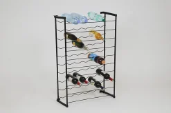 Range-bouteilles en acier plastifié noir 60 compartiments